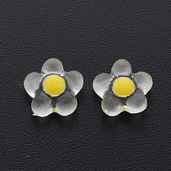 クリア樹脂カボション  花  ミックスカラー  7.5x7.5x3mm&nbsp;CRES-Q216-017