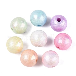蓄光UVメッキ不透明アクリルビーズ  虹色の  テクスチャラウンド  暗闇で光る  ミックスカラー  15mm  穴：3.5mm&nbsp;OACR-Q204-14