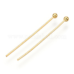 真鍮のボールヘッドピン  長持ちメッキ  18KGP本金メッキ  22ゲージ  25x0.6mm  ヘッド：1.8mm  650個/袋。&nbsp;KK-G331-10-0.6x25