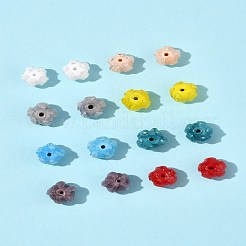 16個8色手作りランプワークビーズ  花  ミックスカラー  10~11x11.5~12.5mm  穴：1.2mm  2個/カラー&nbsp;LAMP-FS0001-25