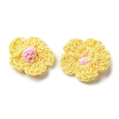 綿糸で編んだ飾りアクセサリー  花  きいろ  23.5~25x24~25x4.5~5mm&nbsp;LS-WOVE-E002-01A