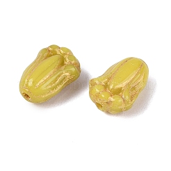 ガラスビーズ  チューリップ  ゴールドライン入り  ダークカーキ  11.5x8x5~5.5mm  穴：1mm&nbsp;GLAA-T021-72M-03
