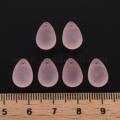 透明なアクリルパーツ  艶消し  ティアドロップ  ピンク  13x8.5mm  穴：1.6mm  約1000個/500g&nbsp;MACR-S373-67-M04