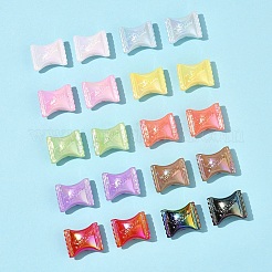 32 個の UV メッキレインボー虹色アクリルビーズ  単語の甘いキャンディー  ミックスカラー  19x23.5x10.5mm  穴：2.5mm&nbsp;OACR-FS0002-13