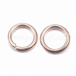 304ステンレススチールオープン丸カン  ラウンド  ローズゴールド  18ゲージ  7x1mm  内径：5mm&nbsp;X-STAS-H558-01RG