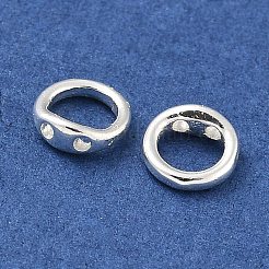 真鍮リングチャームコネクター  ブレスレットネックレスエンドループワイヤープロテクター  925銀メッキ  5x2mm  穴：0.8mm&nbsp;X-KK-P284-06S
