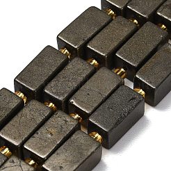 天然ゴールドパイライト/ゴールデンパイライトビーズ連売り  直方体の  シードビーズで  16x8x8mm  穴：1.2mm  約10個/連  7.32''（18.6センチメートル）&nbsp;G-F833-C01-02