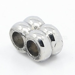 変色しない304ステンレススチールマルチ連リンク  レザーコードブレスレット作り用  ステンレス鋼色  6x11x7mm  穴：3mm&nbsp;STAS-I020-10
