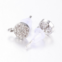 Brass Micro Pave Cubic Zirconia Stud Earring Findings&nbsp;ZIRC-E132-11B-P