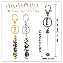 5Pcs 5 Colors Alloy Bar Beadable Keychain for Jewelry Making DIY Crafts&nbsp;KEYC-YW0001-32