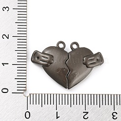 合金磁気ペンダント  ハート  ブラック  16.5x25x5.5mm  穴：1.2mm&nbsp;PALLOY-Z020-06EB