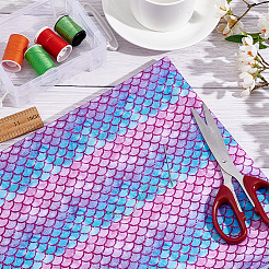 魚鱗模様のポリエステル綿生地  DIYバッグ布アクセサリー用  マゼンタ  1482x1000x0.2mm&nbsp;DIY-WH0430-114A