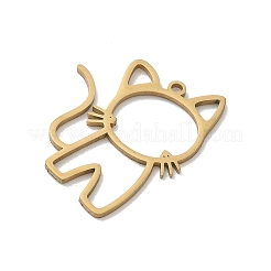 中空201ステンレスペンダント  猫の形のチャーム  ゴールドカラー  25.5x20x1mm  穴：1.4mm&nbsp;STAS-B136-05A-G