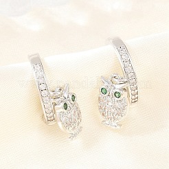 Owl Brass Micro Pave Cubic Zirconia Cuff Earrings&nbsp;EJEW-Z164-01P