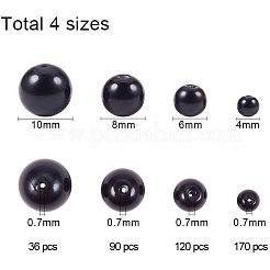 環境に優しい染めガラスパールラウンドパールビーズ  ブラック  4~10mm  穴：0.7mm  416個/箱&nbsp;HY-PH0003-RB080-B