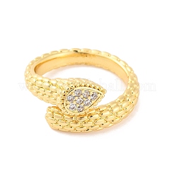 Teardrop Brass Micro Pave Clear Cubic Zirconia Open Cuff Rings&nbsp;RJEW-U009-06G