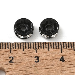 304ステンレススチールラインストーンビーズ  フラットラウンド  鉛フリー＆カドミウムフリー  ラックめっき  長持ちメッキ  ブラック  8x3.5mm  穴：1.8mm&nbsp;RB-CBAF591-01G-EB
