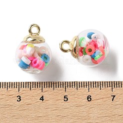 ガラスチャーム  ラウンド  CCBと手作りポリマー粘土を使用  フラットラウンド  21.5x16mm  穴：2.5mm&nbsp;FIND-Z083-01B
