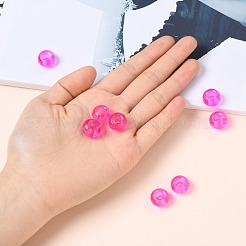 ガラスヨーロピアンビーズ  大穴ビーズ  ロンデル  マゼンタ  14~15x10mm  穴：5~6.4mm&nbsp;GDA006-009
