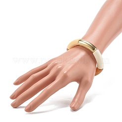 女性のための分厚いカーブチューブビーズストレッチブレスレット  アクリル＆ccbプラスチックビーズブレスレット  古いレース  内径：2インチ（5.2cm）&nbsp;BJEW-JB06991-02