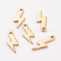 長持ちメッキ真鍮ペンダント  18KGP本金メッキ  ニッケルフリー  雷のチャーム  11x4x0.6mm  穴：0.8mm&nbsp;X-KK-K204-092G-NF