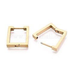 304ステンレススチールフープピアス  長方形  イオンプレーティング（ip）  18KGP本金メッキ  17x15x3mm&nbsp;STAS-T074-48G