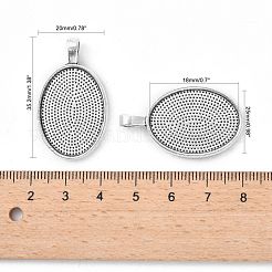 合金カボションセッティングペンダント  オーバル  アンティークシルバー  トレイ：18x25mm  35.2x20mm  穴：3.9mm&nbsp;PALLOY-E436-88AS