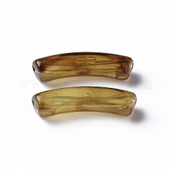 ツートンアクリルビーズ  天然石風  カーブチューブ  ダークカーキ  31x9.5x7.5mm  穴：1.8mm&nbsp;X1-MACR-S272-78E