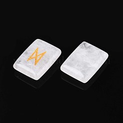 エルダーフサルクのアルファベットが刻まれた長方形の天然水晶ルーン石25個  19.5~20x15x5.5~6mm&nbsp;G-T142-38