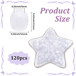 ABSプラスチック模造真珠ヨーロピアンビーズ120個  大穴ビーズ  バレル  ツートン  ホワイト  11x11mm  穴：5mm&nbsp;FIND-SC0022-06