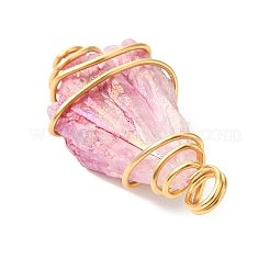 2Pcs Electroplated Natural Quartz Crystal Dyed Copper Wire Wrapped Pendants&nbsp;PALLOY-JF03170-01