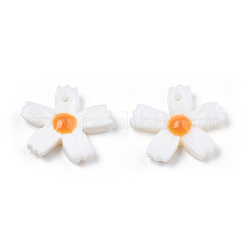 天然淡水シェルエナメルペンダント  花  オレンジ  13.5x15.5x2mm  穴：1mm&nbsp;SHEL-N003-28