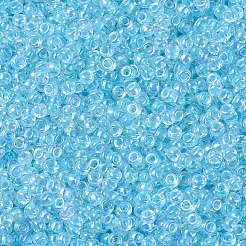 MIYUKIラウンドロカイユビーズ  日本製シードビーズ  11/0  (rr269) 氷河の青いラインのクリスタル ab  11/0  2x1.3mm  穴：0.8mm  約1111個/10g&nbsp;X-SEED-G007-RR0269