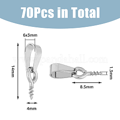 304ステンレススチール製スクリューアイペグベイル70個  ステンレス鋼色  14mm  穴：6x3mm  ピン：1.3mm&nbsp;STAS-DC0015-34
