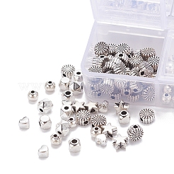 300個6スタイルチベットスタイルアロイスペーサービーズ  アンティークシルバー  3~5.5x3~4.5mm  穴：1~1.5mm  50個/スタイル&nbsp;TIBE-YW0001-24