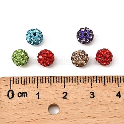 パヴェボールディスコビーズ  樹脂粘土ラインストーンビーズ  グレードA  ラウンド  ミックスカラー  6mm  穴：0.8mm&nbsp;RB-Q195-A6mm-M