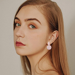 4 Pairs 4 Colors Alloy Enamel Flat Round Dangle Stud Earrings for Women&nbsp;EJEW-FI0002-65