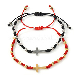 2Pcs Cross 304 Stainless Steel Link Bracelets&nbsp;BP8988-4
