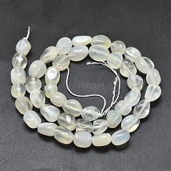 天然ホワイトムーンストーンビーズ連売り  ナゲット  タンブルストーン  12~15x6~8x5mm  穴：0.8mm  約34個/連  15.75インチ（40cm）&nbsp;X-G-O186-C-04