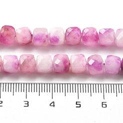 天然石クォーツビーズ連売り  染め  多面カット  キューブ  スミレ  6.5~7x6.5~7x6.5~7mm  穴：1mm  約61~62個/連  15.47~15.67インチ（39.3~39.8cm）&nbsp;G-C179-B20-01
