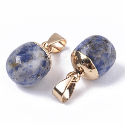 Top Golden Plated Natural Blue Spot Jasper Pendants&nbsp;G-T131-03E