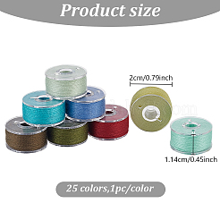 25ロール 25色3本撚りポリエステル糸セット  プラスチックスプール付き  DIYタッセル作り用  ミックスカラー  0.55mm  1ロール/色&nbsp;WL-WH0016-01