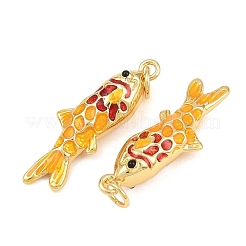 真鍮製エナメルペンダント  魚のチャーム  ラックめっき  長持ちメッキ  鉛フリー＆カドミウムフリー  18KGP本金メッキ  カラフル  27x9x6mm  穴：3.5mm&nbsp;KK-CBA3297-05A-G02