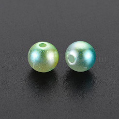 ABSプラスチックパール調ビーズ  ラウンド  ライムグリーン  8mm  穴：1.8mm  約841個/217g&nbsp;LS-OACR-T003-46