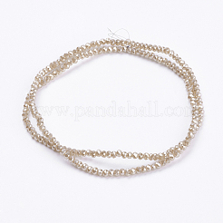 電気メッキガラスビーズセット  パール光沢メッキ  多面カット  ロンデル  オレンジ  3x2mm  穴：0.8~1mm  約135~140個/連  11.81~13.38インチ（30~34cm）&nbsp;GLAA-F078-PL10