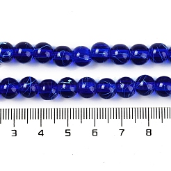 ドローベンチ透明ガラスビーズ連売り  スプレー塗装  ラウンド  ミディアムブルー  8mm  穴：1.3~1.6mm  31.4インチ&nbsp;GLAD-Q012-8mm-22