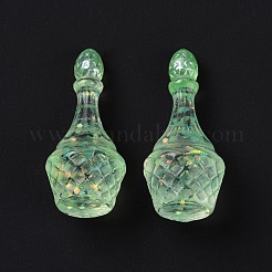 ダミーボトル透明レジンカボション  スパンコール  芝生の緑  33.5x15.5mm&nbsp;LS-RESI-E025-05A