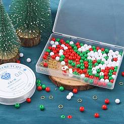 クリスマステーマのDIYブレスレット作成キット  アクリルラウンドビーズを含む  サンタクロース&トナカイ&ツリー合金エナメルペンダント  ミックスカラー  534個/セット&nbsp;DIY-YW0007-02