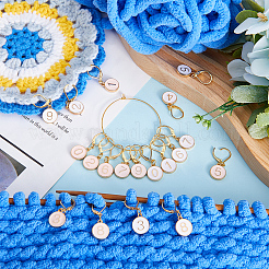 20Pcs 2 Colors Flat Round with Number Alloy Enamel Locking Pendant Stitch Markers&nbsp;HJEW-SC00045