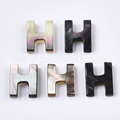 天然な黒リップシェルビーズ  トップドリルビーズ  文字.h  時間：10x8x2.5mm  穴：0.6mm&nbsp;LS-SSHEL-S265-001H
